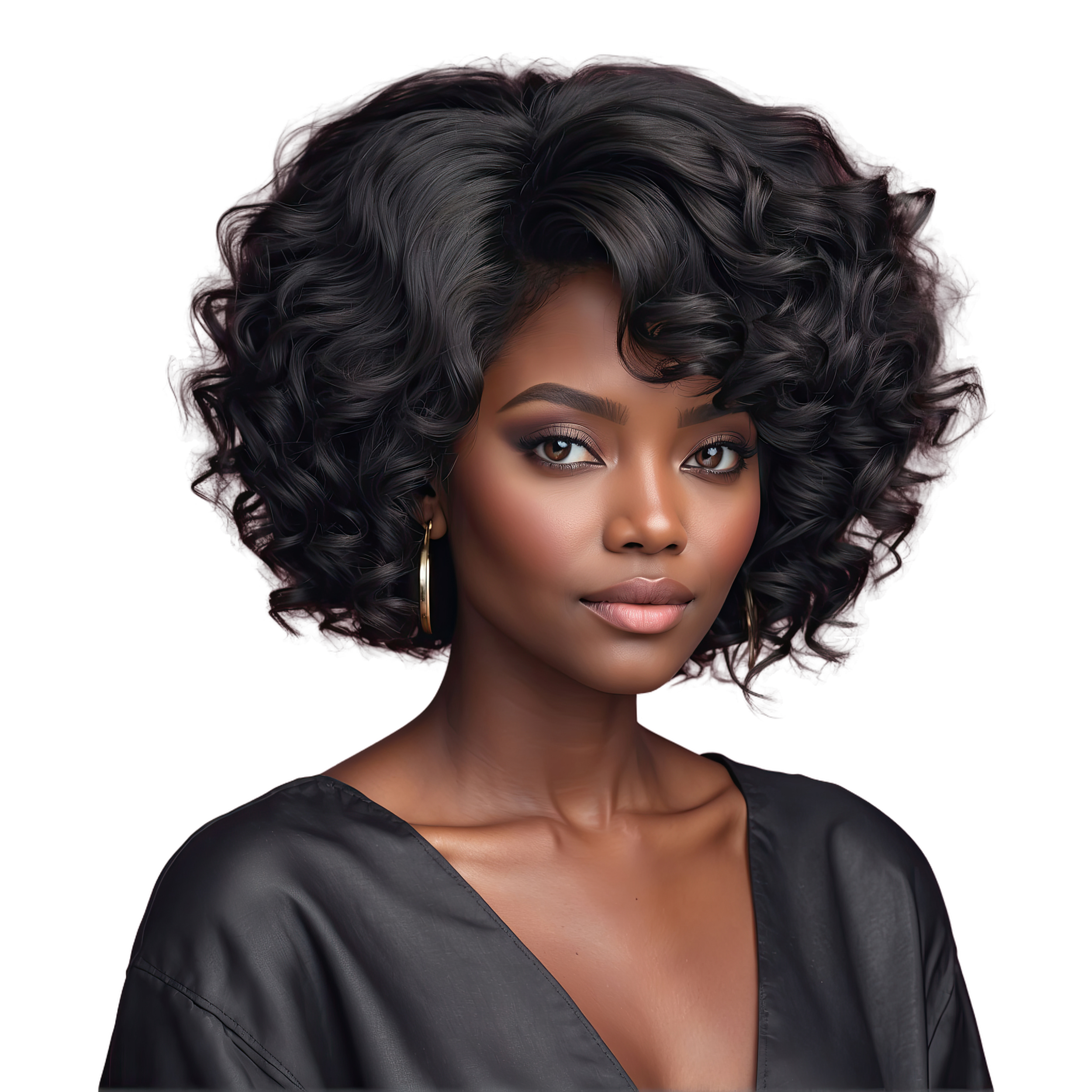vecteezy ai generated waviness of natural black hair styled isolated 36083680